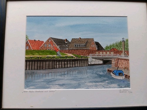 Original aquarell alter hafen - "alter,