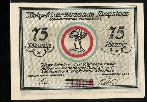 Notgeld tangstedt pfennig - tangstedt,,