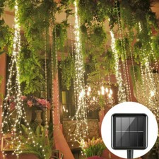 100LEDs Solar Lichterkette Wasserfall Effekt IP65 Wasserdicht Gartendekoration