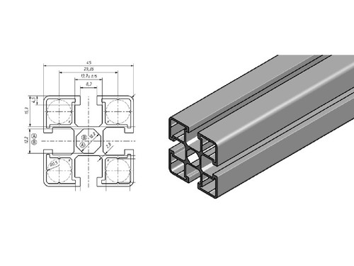 Aluminium montageprofil x - aluminium,
