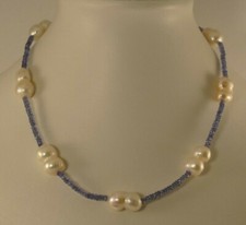 facettiert Tansanit Kette mit Süßwasser Perlen