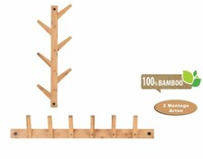 Garderobe Wandgarderoben Garderobeleiste Butler Kleiderstange Bambus Braun 