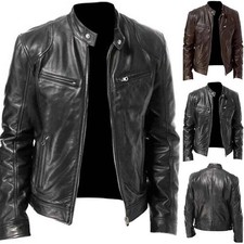 Neu Herren Lederjacke Motorrad