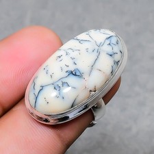 Dendritischer Opal ovale Form Edelstein Handarbeit Geschenk verstellbar Schmu...