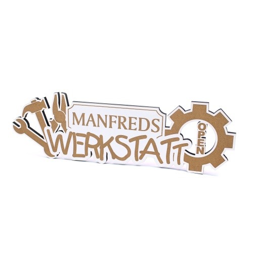 Werkstattschild manfreds - werkstattschild, „manfreds
