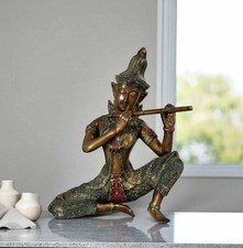 Thailändische Apsara Bronze Figur Flötenspielerin – ca. 40–50 Jahre alt Sammlung