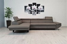 Graues Echtleder Ecksofa