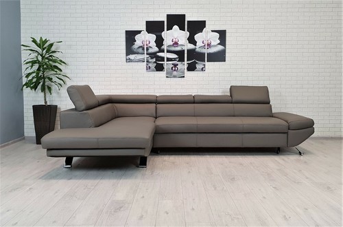 Graues echtleder ecksofa - graues,