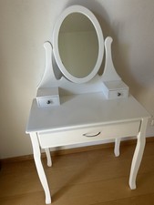 Weißer Schminktisch mit Hocker, Spiegel und 3 Schubladen