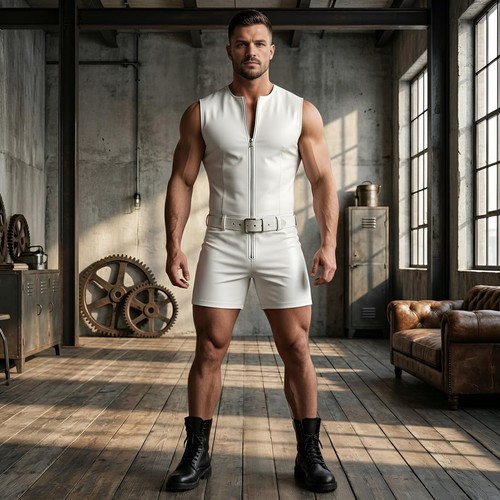 Herren weißer leder - slim, fit
