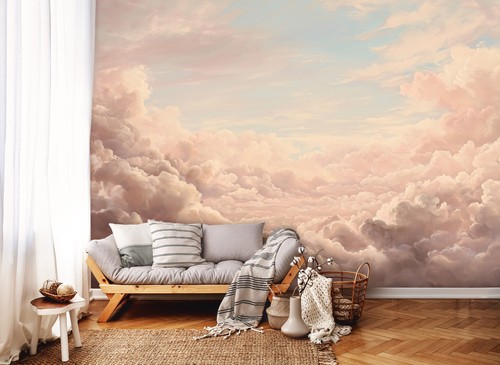 Fototapete wolken beige blau - wolken,