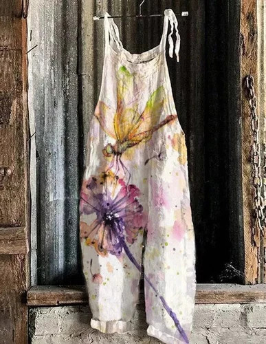 Damen blumen latzhose jumpsuit - damen,