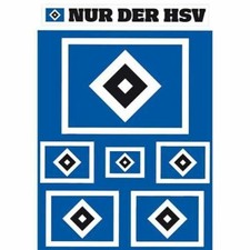HSV Aufkleber Set 7-teilig HSV Logo Raute Hamburger SV Karte HSV Fanartikel Shop