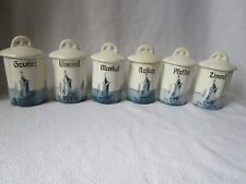 6 schöne alte kleine Keramik-Dosen Vorratsgefässe Gewürzdosen Holland-Motiv