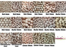 Holzperlen roh | 6,8,10,12,14,16,18,25mm Speichelfest natur für Schnullerketten