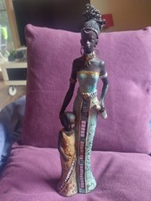 Afrikanische Frau mit Kind Afrika Figur Skulptur 31 cm, schwer mit Glitzer 