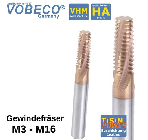 Vhm gewindefräser bis m16 - , m3