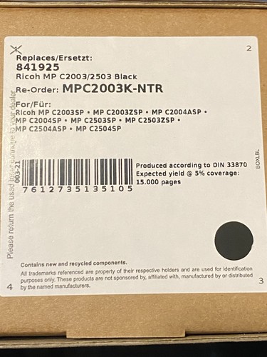 Stck toner 841925 ricoh - 841925,