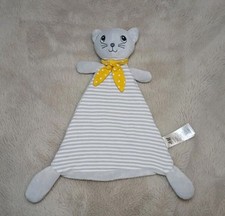 Katze Schmusetuch H&M Kuscheltuch Schnuffeltuch weiß grau gestreift gelb Schleif