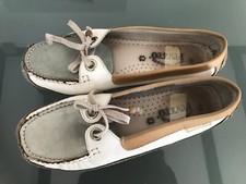 FUN&CO Slipper Ballerina Loafer Mokassin Bootsschuhe Weiß Hellblau Beige 39 TOP