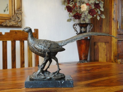 Bronze fasan marmor statue - bronze,