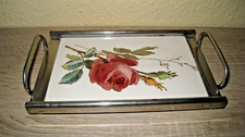 Antikes kleines Tablett, Rosenzweig, DUNCO, 22x12cm, Griffe, Füße, Markung 1949