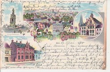 Egeln Litho Post Rathaus Denkmal Panorama gl1900 90.691
