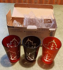 3er-Set Teelichthalter Kerzen- Windlichter Herbst Tchibo Deko Blätter Ahornblatt