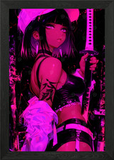 Anime Girl with Katana in Pink