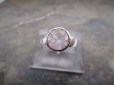 Damen Ring schlicht 925 Sterlingsilber Rosenquarz Schliff rund Rg 60/20 M