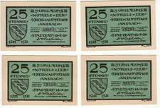 4 x 25 Pf Ansbach (G/M 35.1b / L 34.3) KN schwarz 3,5 mm, Papier kartonartig