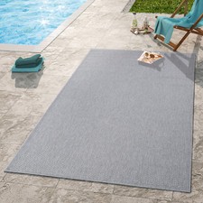 Moderner Outdoor Teppich Wetterfest Für Innen- Und Außenbereich Einfarbig Grau