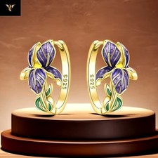 🌸✨ Iris Blumen Creolen