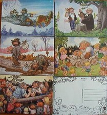 5 Karten Postkarten Trolle 5