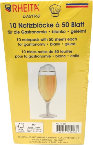 10x kellnerblöcke weiß 7x15 - kellnerblöcke,