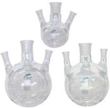 Dreihals Rundkolben gewinkelt/vertikal Hals 1xNS29/32, 2x NS14/23, 250ml/1000ml