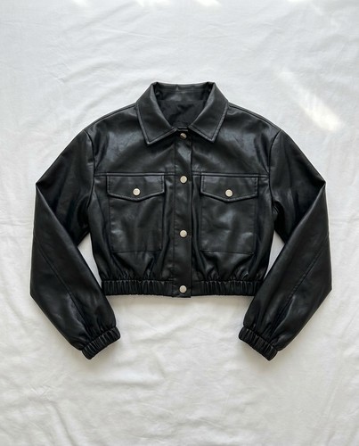 Damen kunstlederjacke schwarz - damen,