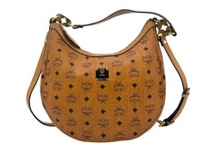 MCM 2Way Hobo Bag Umhängetasche Cognac Braun Tasche Bag Handtasche LogoPrint