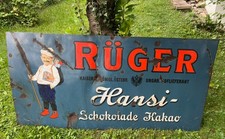 XXL Emailschild Rüger Hansi-Schokolade Kakao, Wien, Dresden, um 1910