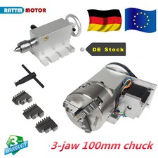 K11-100mm 4th Achse Drehtisch 3-Klauen-Drehfutter + MT2 Spindelstock CNC Fräsen