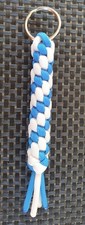 Paracord, Schlüsselanhänger, Handarbeit, blau weiß, ähnlich FC Schalke 04 , rund