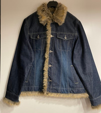 Cecil leichte Jeansjacke Jacke Fellbesatz Blau Gr. L **NEU**