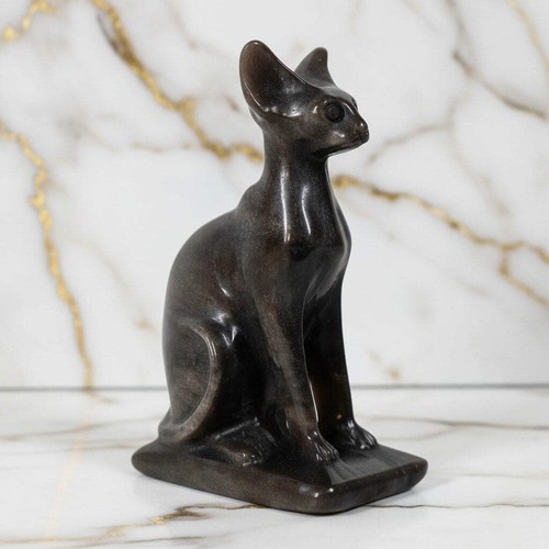 Silber obsidian katze 8cm - 8cm,