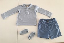 Zara Baby Boy 2er Set Poloshirt & Shorts 80 + Gratis Sneaker-SockBlau Hellblau