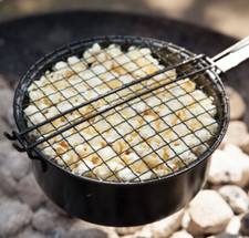 Grill Feuerstelle Popcorn Topf Pfanne Gitter Carbonstahl Grillparty Länge 70 cm