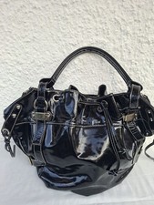 Große DEL CONTE Damen-Handtasche – LACK Leder Schwarz Beuteltasche 48x 34x8 Cool