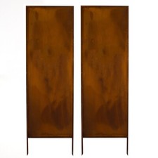 EDELROST SICHTSCHUTZ 2x GARTEN DEKO VOLL 160 x 50 CM ROSTTOR METALL WINDSCHUTZ