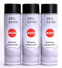 Lackspray Schwarz seidenmatt Sprühlack 3 x 500ml Autolack Spray AVO A08008