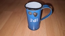 antik Emaillebecher Emaille Messbecher Maßbecher Blau Vintage Shabby 2 DL Skala