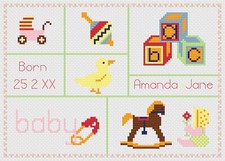 Kreuzstich Geburt Sampler Set